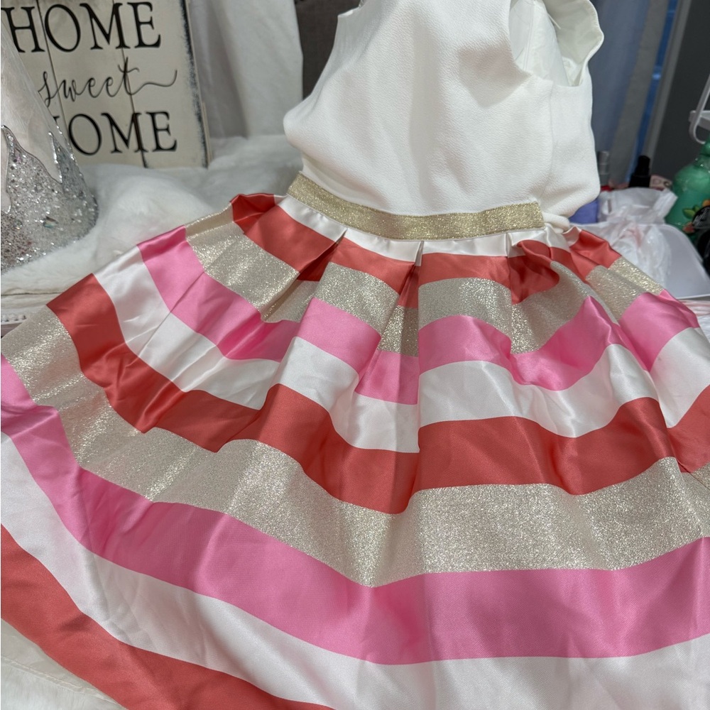 White and Pink Striped Dress